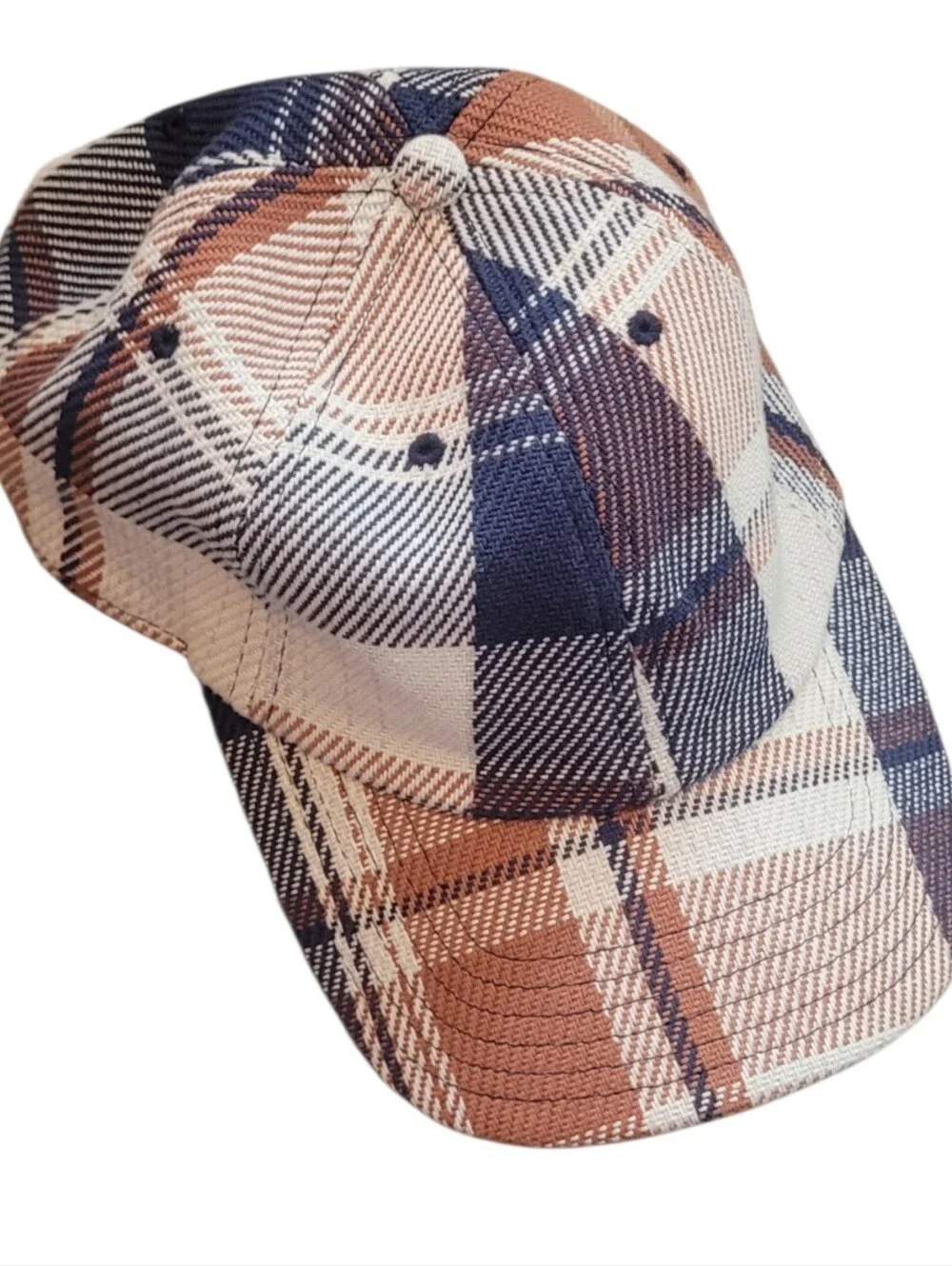 Outerknown Plaid Pattern Baseball Cap - Brown & Blue OS